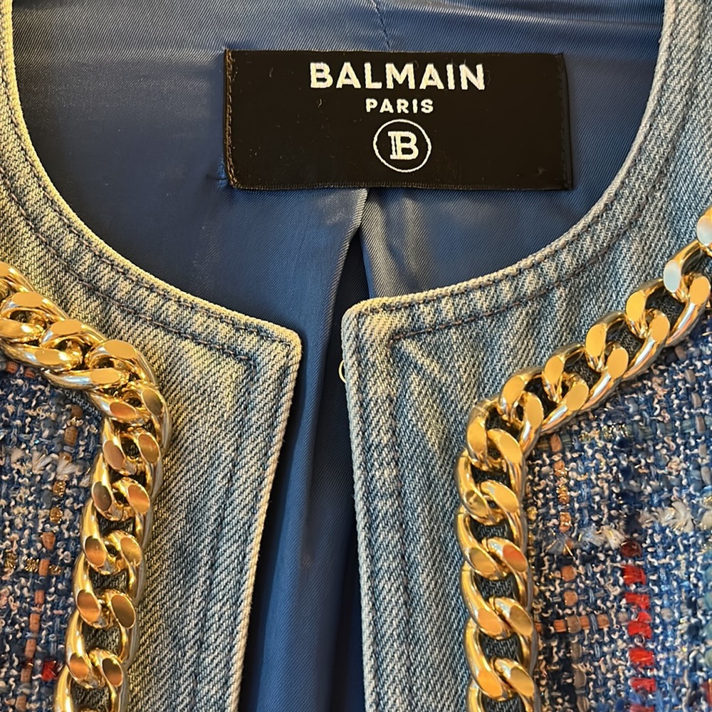 Balmain tweed jacket with gold chain detail - Picture 3 of 6